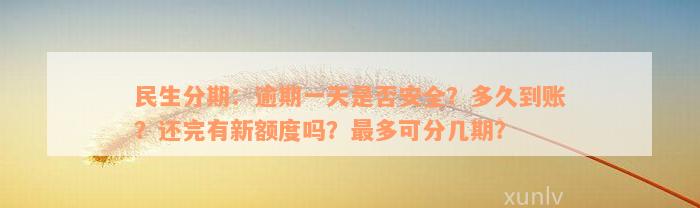 民生分期：逾期一天是否安全？多久到账？还完有新额度吗？最多可分几期？