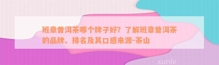 班章普洱茶哪个牌子好？了解班章普洱茶的品牌、排名及其口感来源-茶山