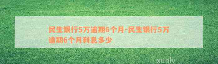 民生银行5万逾期6个月-民生银行5万逾期6个月利息多少