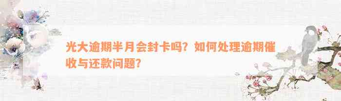 光大逾期半月会封卡吗？如何处理逾期催收与还款问题？