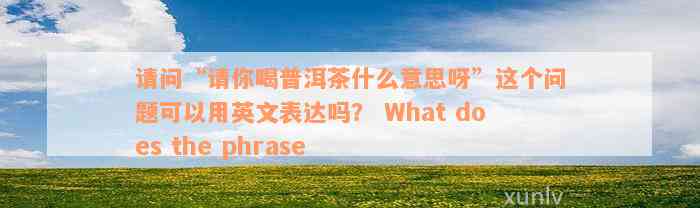 请问“请你喝普洱茶什么意思呀”这个问题可以用英文表达吗？ What does the phrase 