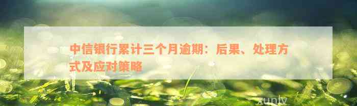 中信银行累计三个月逾期：后果、处理方式及应对策略