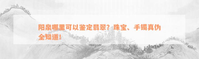 阳泉哪里可以鉴定翡翠？珠宝、手镯真伪全知道！