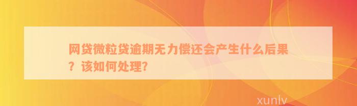 网贷微粒贷逾期无力偿还会产生什么后果？该如何处理？