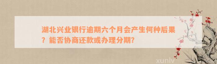 湖北兴业银行逾期六个月会产生何种后果？能否协商还款或办理分期？