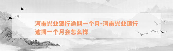 河南兴业银行逾期一个月-河南兴业银行逾期一个月会怎么样