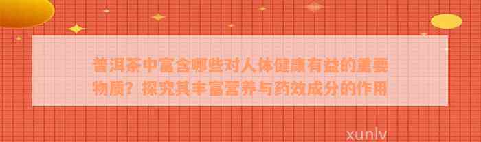 普洱茶中富含哪些对人体健康有益的重要物质？探究其丰富营养与药效成分的作用