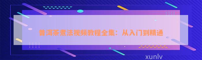 普洱茶煮法视频教程全集：从入门到精通