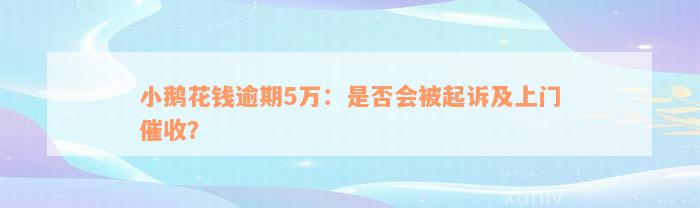 小鹅花钱逾期5万：是否会被起诉及上门催收？