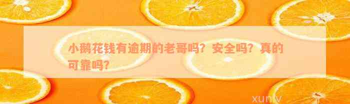 小鹅花钱有逾期的老哥吗？安全吗？真的可靠吗？