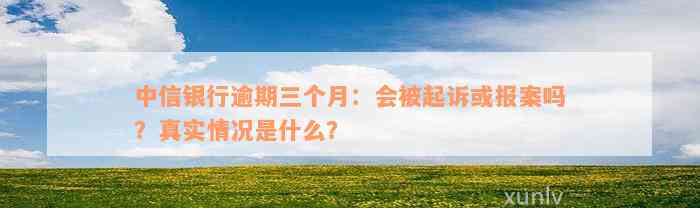 中信银行逾期三个月：会被起诉或报案吗？真实情况是什么？