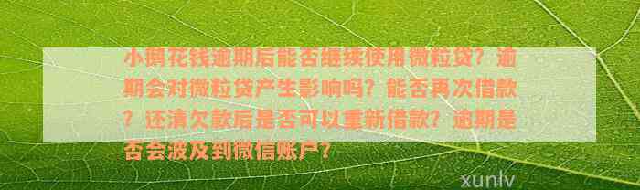 小鹅花钱逾期后能否继续使用微粒贷？逾期会对微粒贷产生影响吗？能否再次借款？还清欠款后是否可以重新借款？逾期是否会波及到微信账户？