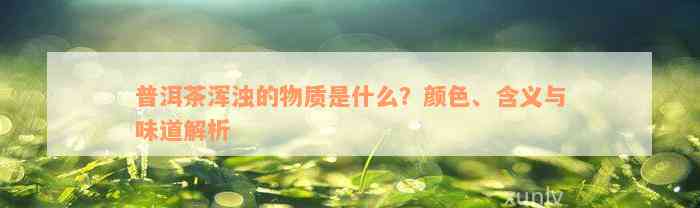 普洱茶浑浊的物质是什么？颜色、含义与味道解析