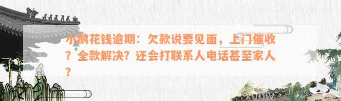 小鹅花钱逾期：欠款说要见面，上门催收？全款解决？还会打联系人电话甚至家人？