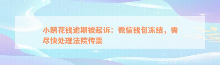 小鹅花钱逾期被起诉：微信钱包冻结，需尽快处理法院传票