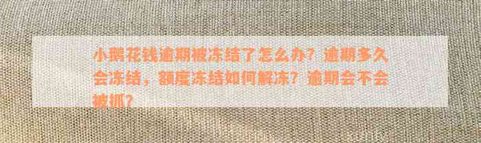 小鹅花钱逾期被冻结了怎么办？逾期多久会冻结，额度冻结如何解冻？逾期会不会被抓？