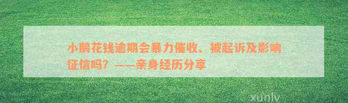 小鹅花钱逾期会暴力催收、被起诉及影响征信吗？——亲身经历分享