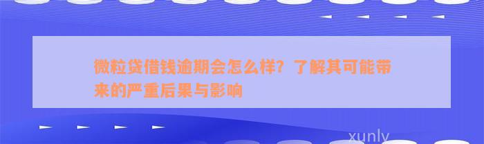 微粒贷借钱逾期会怎么样？了解其可能带来的严重后果与影响