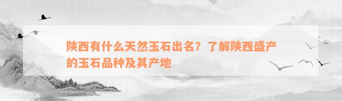 陕西有什么天然玉石出名？了解陕西盛产的玉石品种及其产地