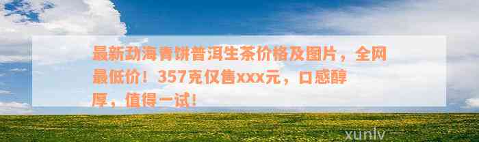 最新勐海青饼普洱生茶价格及图片，全网最低价！357克仅售xxx元，口感醇厚，值得一试！