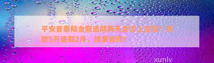 平安普惠陆金服逾期两天会否上征信？贷款5万逾期2月，结果如何？