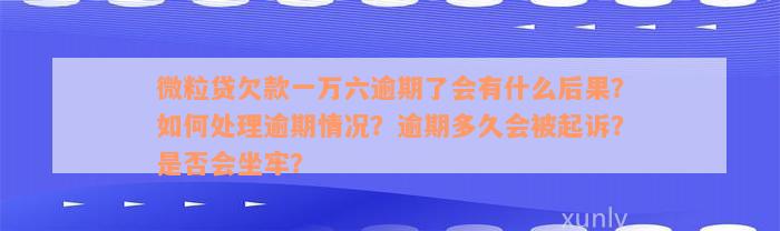 微粒贷欠款一万六逾期了会有什么后果？如何处理逾期情况？逾期多久会被起诉？是否会坐牢？