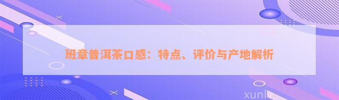 班章普洱茶口感：特点、评价与产地解析