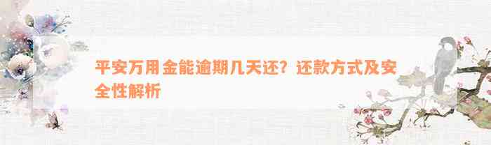 平安万用金能逾期几天还？还款方式及安全性解析