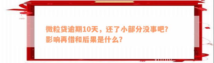 微粒贷逾期10天，还了小部分没事吧？影响再借和后果是什么？