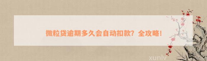 微粒贷逾期多久会自动扣款？全攻略！