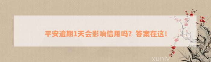 平安逾期1天会影响信用吗？答案在这！