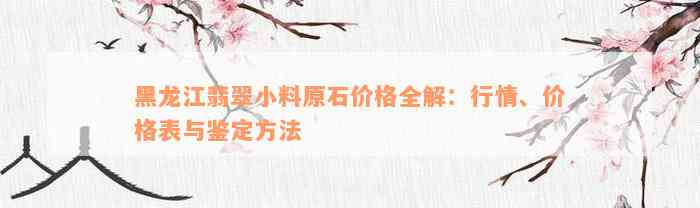 黑龙江翡翠小料原石价格全解：行情、价格表与鉴定方法