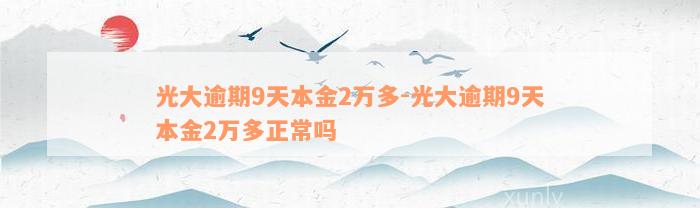 光大逾期9天本金2万多-光大逾期9天本金2万多正常吗