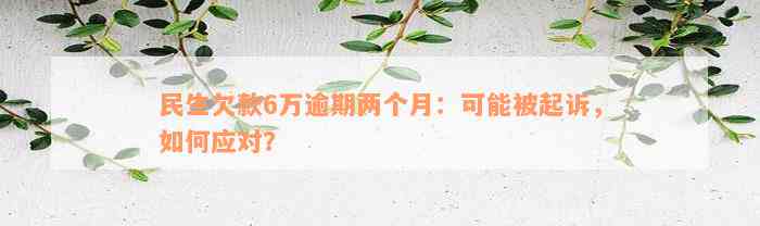 民生欠款6万逾期两个月：可能被起诉，如何应对？