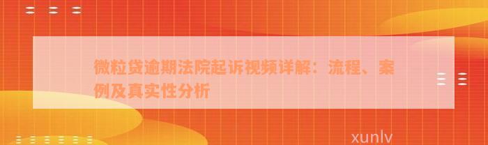 微粒贷逾期法院起诉视频详解：流程、案例及真实性分析