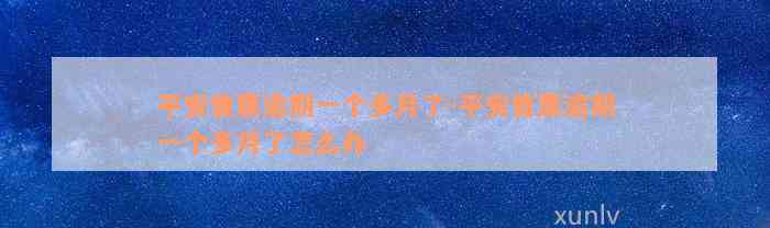 平安普惠逾期一个多月了-平安普惠逾期一个多月了怎么办