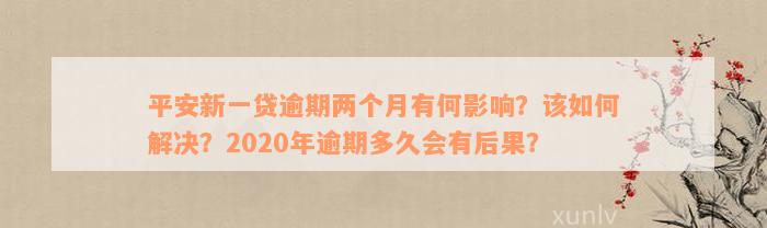 平安新一贷逾期两个月有何影响？该如何解决？2020年逾期多久会有后果？