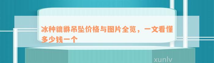 冰种貔貅吊坠价格与图片全览，一文看懂多少钱一个