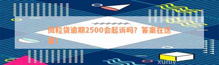 微粒贷逾期2500会起诉吗？答案在这里！