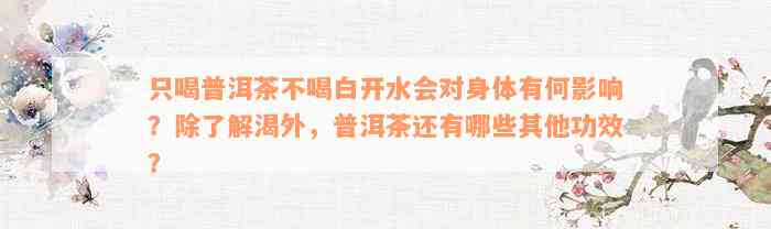 只喝普洱茶不喝白开水会对身体有何影响？除了解渴外，普洱茶还有哪些其他功效？