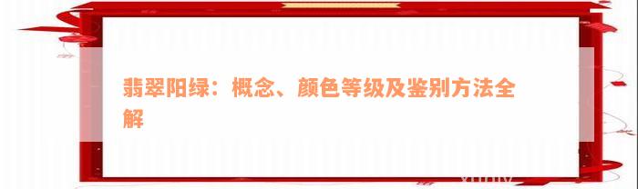 翡翠阳绿：概念、颜色等级及鉴别方法全解