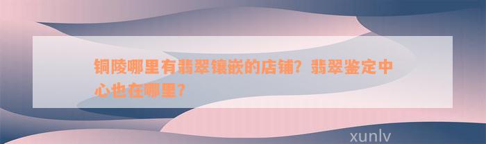 铜陵哪里有翡翠镶嵌的店铺？翡翠鉴定中心也在哪里？