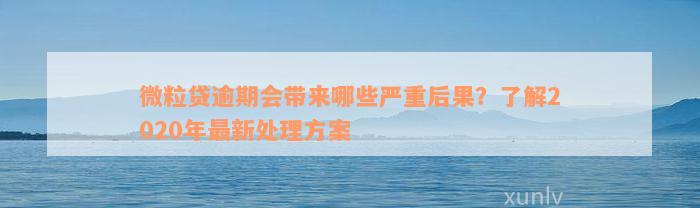 微粒贷逾期会带来哪些严重后果？了解2020年最新处理方案