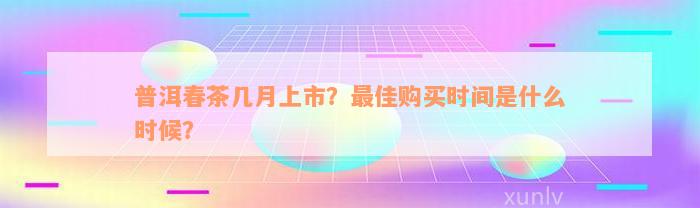 普洱春茶几月上市？最佳购买时间是什么时候？