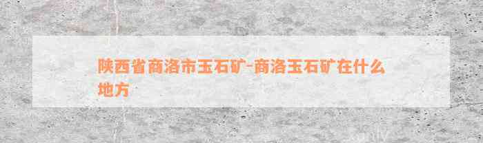 陕西省商洛市玉石矿-商洛玉石矿在什么地方