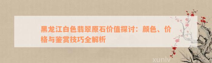 黑龙江白色翡翠原石价值探讨：颜色、价格与鉴赏技巧全解析