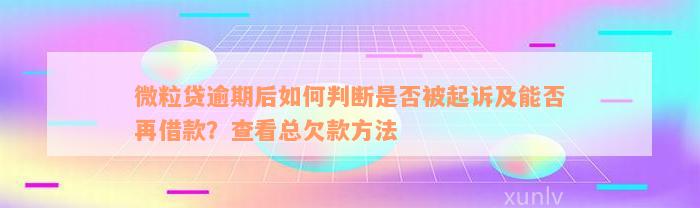 微粒贷逾期后如何判断是否被起诉及能否再借款？查看总欠款方法