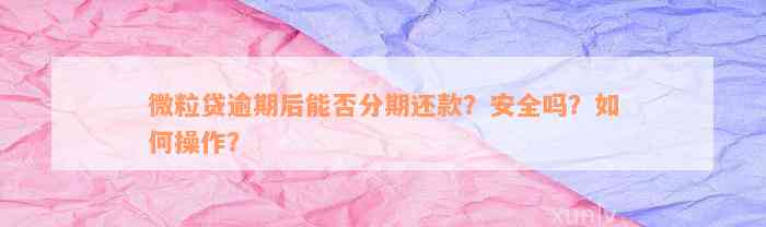 微粒贷逾期后能否分期还款？安全吗？如何操作？