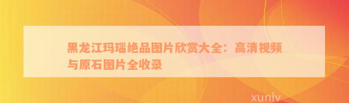 黑龙江玛瑙绝品图片欣赏大全：高清视频与原石图片全收录