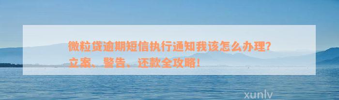 微粒贷逾期短信执行通知我该怎么办理？立案、警告、还款全攻略！